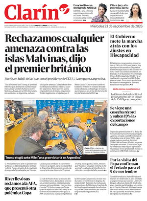 Prima pagina Clarín di oggi - Quotidiano estero