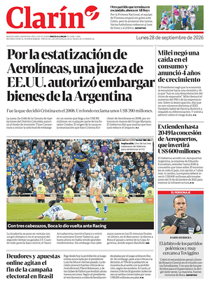 Prima pagina Clarín di oggi - Quotidiano estero