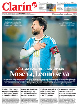 Prima pagina Clarín di oggi - Quotidiano estero