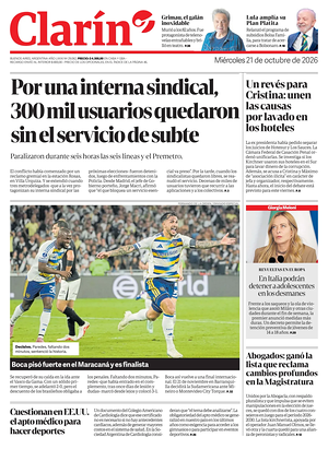 Prima pagina Clarín di oggi - Quotidiano estero