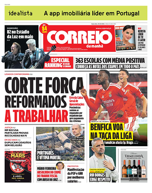 Capa de Correio da Manhã de hoje - Jornal nacionais