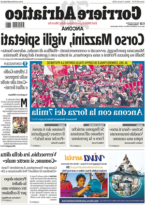Prima pagina Corriere Adriatico (Ancona) di oggi - Quotidiano regionale