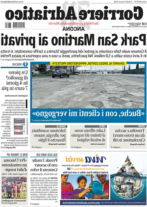 Prima pagina Corriere Adriatico (Ancona) di oggi - Quotidiano regionale