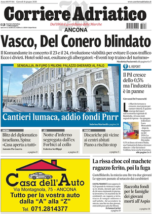 Prima pagina Corriere Adriatico (Ancona) di oggi - Quotidiano regionale