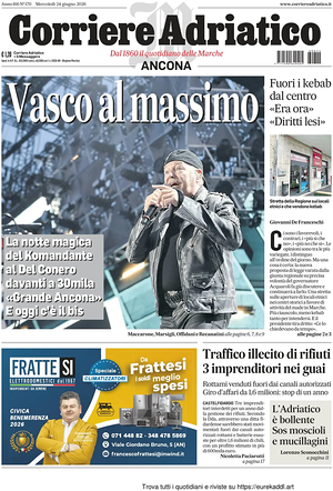 Prima pagina Corriere Adriatico (Ancona) di oggi - Quotidiano regionale