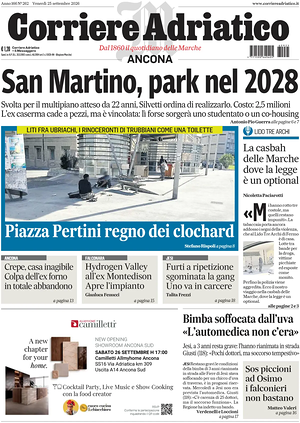 Prima pagina Corriere Adriatico (Ancona) di oggi - Quotidiano regionale