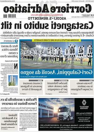 Prima pagina Corriere Adriatico (Ascoli) di oggi - Quotidiano regionale