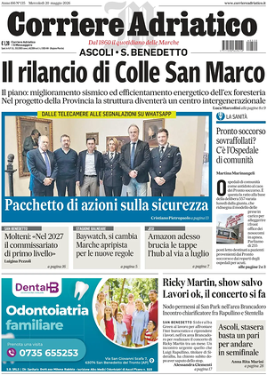 Prima pagina Corriere Adriatico (Ascoli) di oggi - Quotidiano regionale