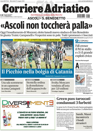 Prima pagina Corriere Adriatico (Ascoli) di oggi - Quotidiano regionale