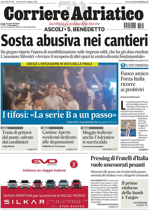 Prima pagina Corriere Adriatico (Ascoli) di oggi - Quotidiano regionale
