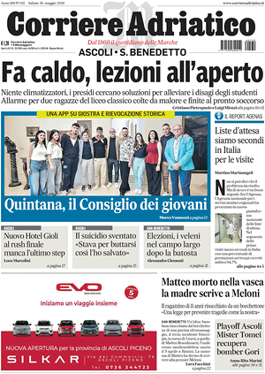 Prima pagina Corriere Adriatico (Ascoli) di oggi - Quotidiano regionale