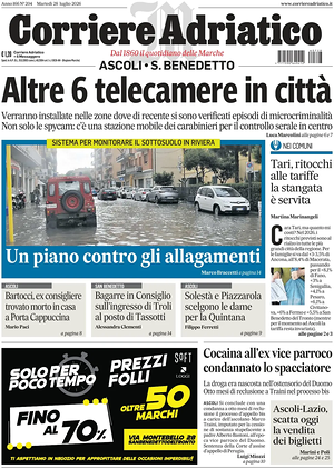 Prima pagina Corriere Adriatico (Ascoli) di oggi - Quotidiano regionale
