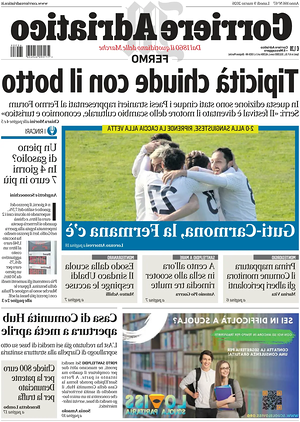 Prima pagina Corriere Adriatico (Fermo) di oggi - Quotidiano regionale