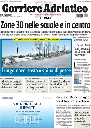 Prima pagina Corriere Adriatico (Fermo) di oggi - Quotidiano regionale