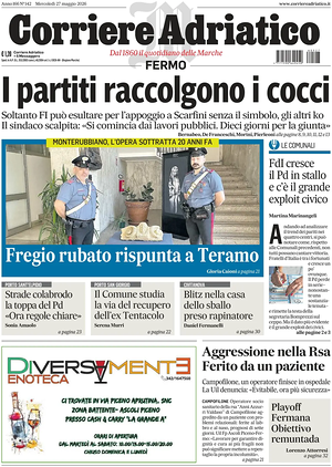 Prima pagina Corriere Adriatico (Fermo) di oggi - Quotidiano regionale