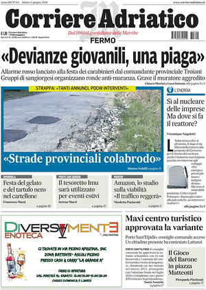Prima pagina Corriere Adriatico (Fermo) di oggi - Quotidiano regionale