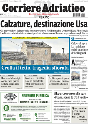 Prima pagina Corriere Adriatico (Fermo) di oggi - Quotidiano regionale