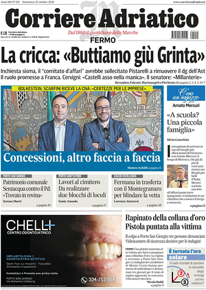 Prima pagina Corriere Adriatico (Fermo) di oggi - Quotidiano regionale