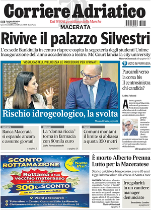 Prima pagina Corriere Adriatico (Macerata) di oggi - Quotidiano regionale