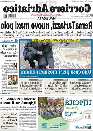 Prima pagina Corriere Adriatico (Macerata) di oggi - Quotidiano regionale