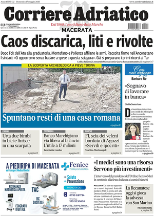 Prima pagina Corriere Adriatico (Macerata) di oggi - Quotidiano regionale
