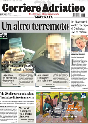 Prima pagina Corriere Adriatico (Macerata) di oggi - Quotidiano regionale