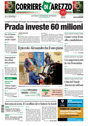 Prima pagina Corriere di Arezzo di oggi - Quotidiano regionale