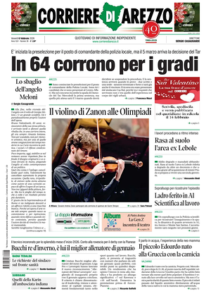 Prima pagina Corriere di Arezzo di oggi - Quotidiano regionale