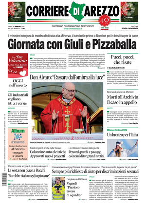 Prima pagina Corriere di Arezzo di oggi - Quotidiano regionale