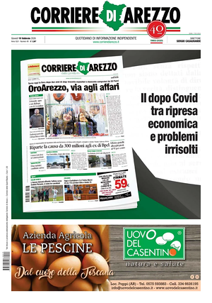 Prima pagina Corriere di Arezzo di oggi - Quotidiano regionale