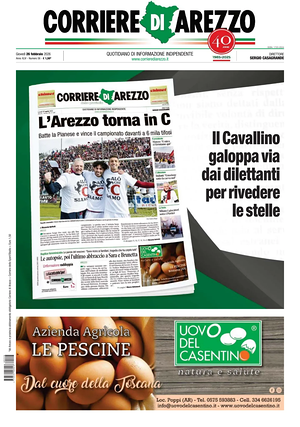 Prima pagina Corriere di Arezzo di oggi - Quotidiano regionale