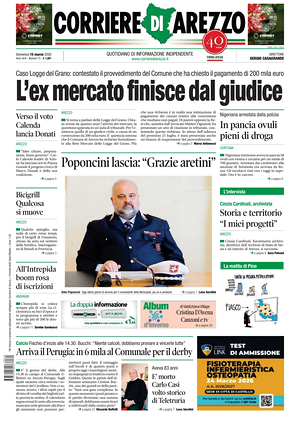 Prima pagina Corriere di Arezzo di oggi - Quotidiano regionale