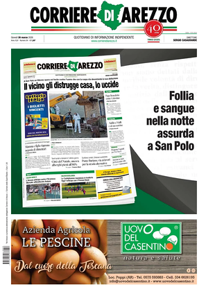 Prima pagina Corriere di Arezzo di oggi - Quotidiano regionale