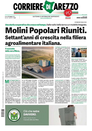 Prima pagina Corriere di Arezzo di oggi - Quotidiano regionale