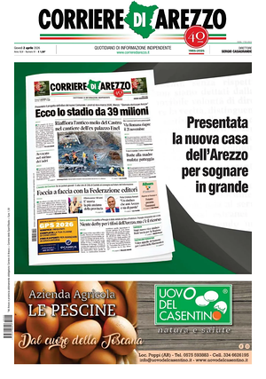 Prima pagina Corriere di Arezzo di oggi - Quotidiano regionale
