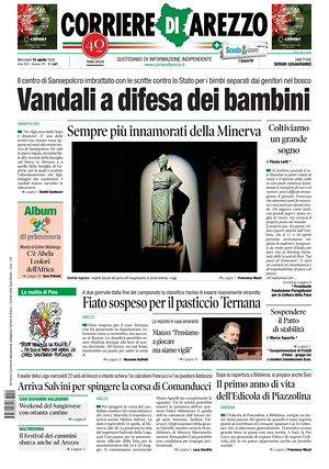 Prima pagina Corriere di Arezzo di oggi - Quotidiano regionale