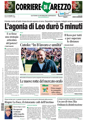 Prima pagina Corriere di Arezzo di oggi - Quotidiano regionale