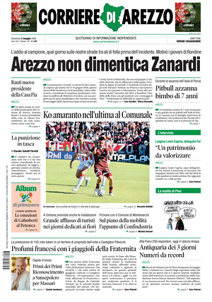 Prima pagina Corriere di Arezzo di oggi - Quotidiano regionale