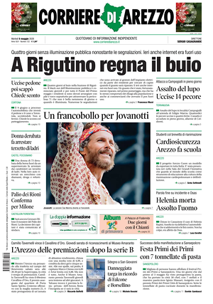 Prima pagina Corriere di Arezzo di oggi - Quotidiano regionale
