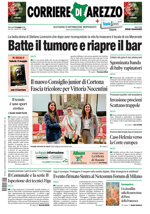 Prima pagina Corriere di Arezzo di oggi - Quotidiano regionale