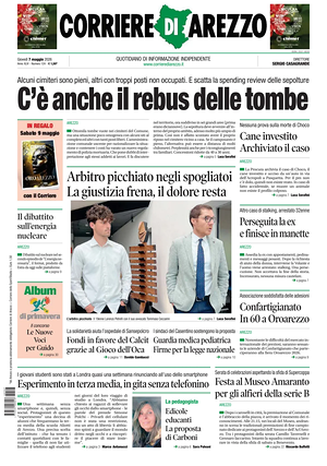 Prima pagina Corriere di Arezzo di oggi - Quotidiano regionale