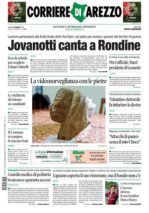 Prima pagina Corriere di Arezzo di oggi - Quotidiano regionale