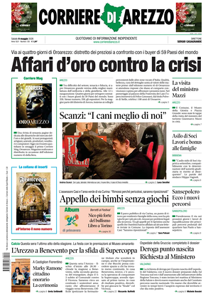Prima pagina Corriere di Arezzo di oggi - Quotidiano regionale