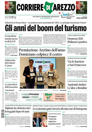 Prima pagina Corriere di Arezzo di oggi - Quotidiano regionale