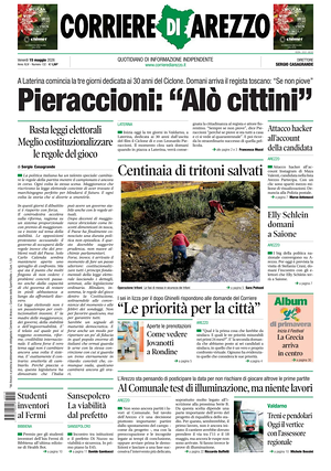 Prima pagina Corriere di Arezzo di oggi - Quotidiano regionale