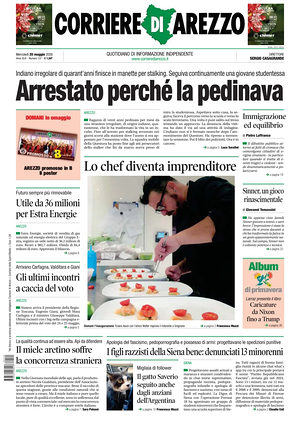 Prima pagina Corriere di Arezzo di oggi - Quotidiano regionale