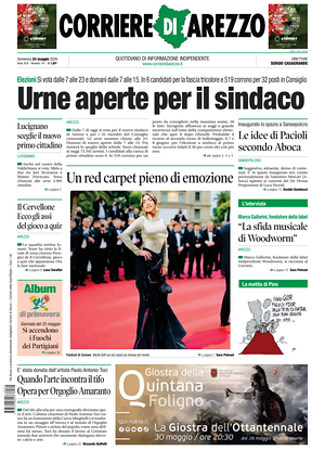 Prima pagina Corriere di Arezzo di oggi - Quotidiano regionale
