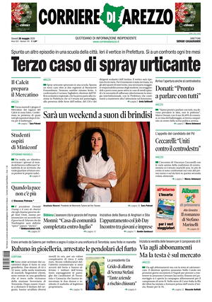 Prima pagina Corriere di Arezzo di oggi - Quotidiano regionale