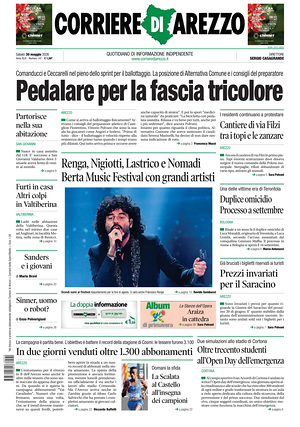 Prima pagina Corriere di Arezzo di oggi - Quotidiano regionale