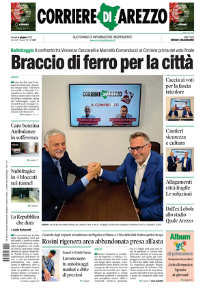 Prima pagina Corriere di Arezzo di oggi - Quotidiano regionale
